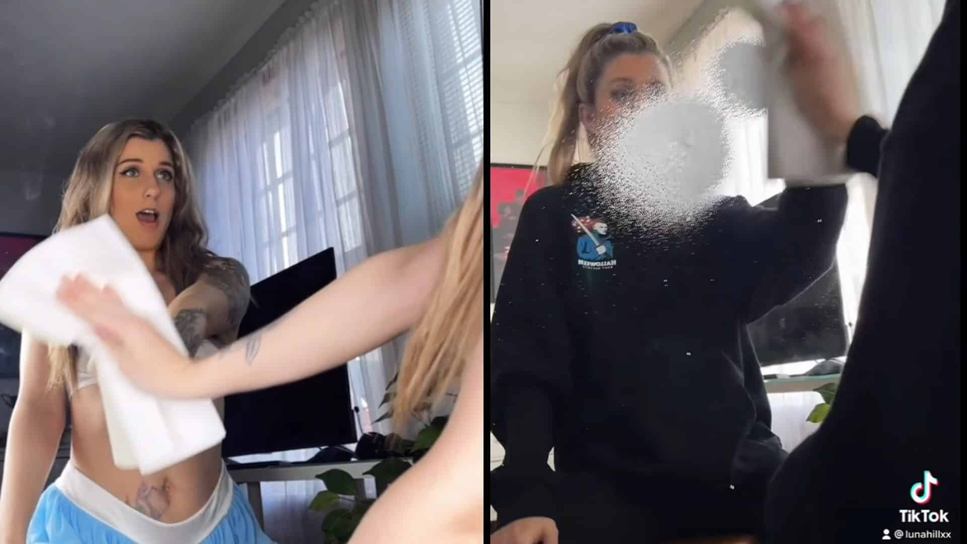 Vidéo censurée par Tiktok : La blonde joue avec une miroir coquin