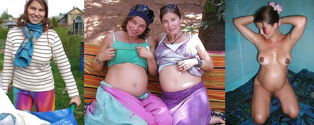Femmes enceintes avec le ventre bien rond et les seins remplis
